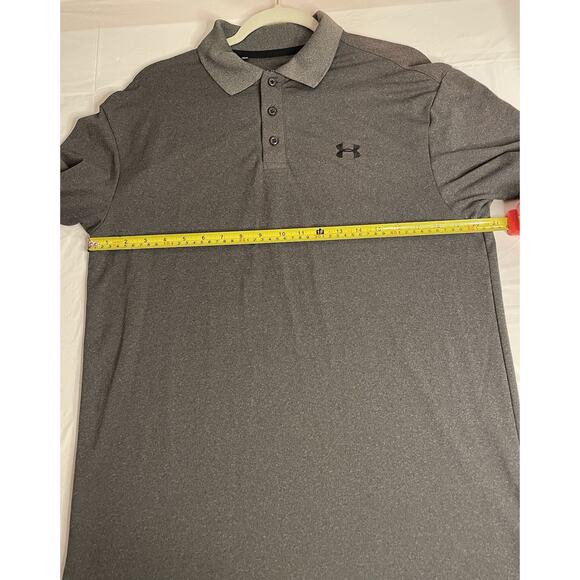 Under Armour Polo Shirt Mens Medium Dark Gray Performance Loose Heatgear - Picture 4 of 8